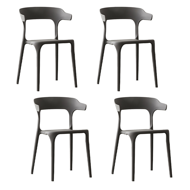 Scandinavian Style Plastic Chair Kitchen Dining Room Open Back Arm Chairs Dark Gray 4 Piece Set Clearhalo ' kitchen&dining_furn' 'Dining Chairs' 'Dining Tables & Seating' 'dining_chair' 'furn' 'furn_dining_chair' 'Furniture' 'furniture_dining_chair' 'Kitchen & Dining Furniture' 'kitchen' 3871219