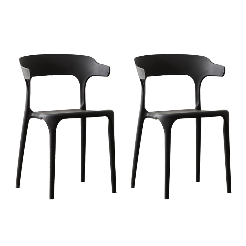 Scandinavian Style Plastic Chair Kitchen Dining Room Open Back Arm Chairs Black 2 Piece Set Clearhalo ' kitchen&dining_furn' 'Dining Chairs' 'Dining Tables & Seating' 'dining_chair' 'furn' 'furn_dining_chair' 'Furniture' 'furniture_dining_chair' 'Kitchen & Dining Furniture' 'kitchen' 3871224