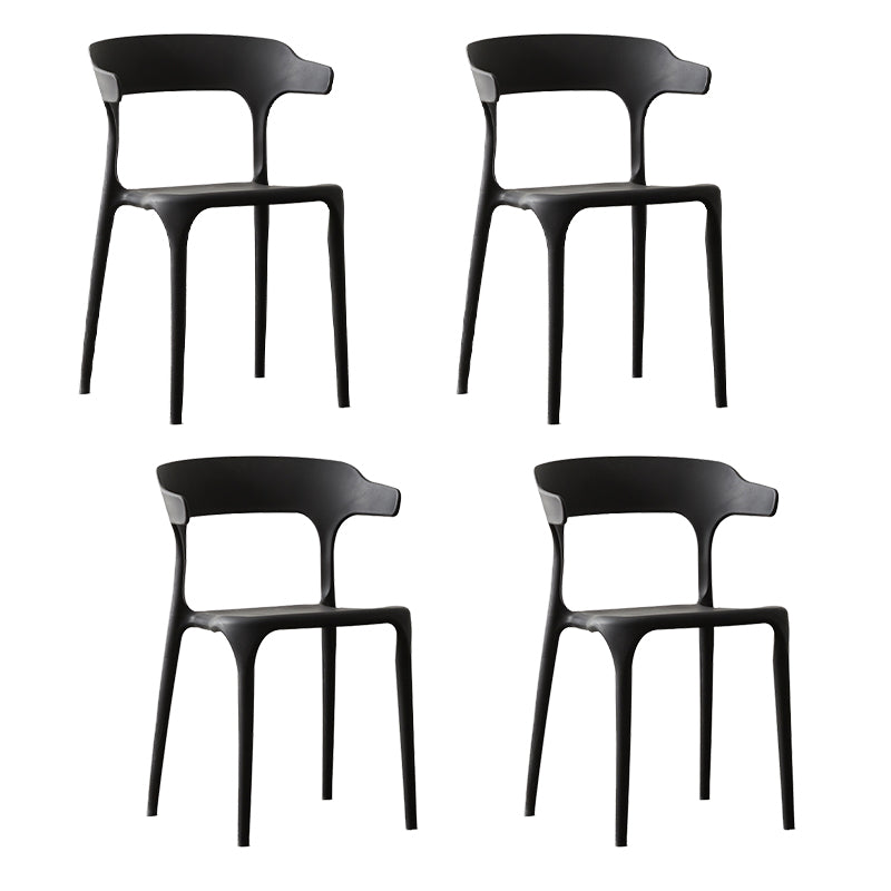 Scandinavian Style Plastic Chair Kitchen Dining Room Open Back Arm Chairs Black 4 Piece Set Clearhalo ' kitchen&dining_furn' 'Dining Chairs' 'Dining Tables & Seating' 'dining_chair' 'furn' 'furn_dining_chair' 'Furniture' 'furniture_dining_chair' 'Kitchen & Dining Furniture' 'kitchen' 3871225