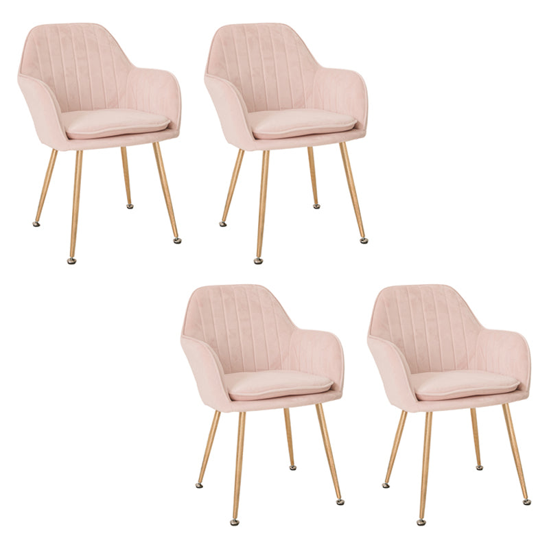 Scandinavian Style Upholstered Side Chairs Solid Back Arm Dining Chairs for Home Use Pink 4 Piece Set Clearhalo ' kitchen&dining_furn' 'Dining Chairs' 'Dining Tables & Seating' 'dining_chair' 'furn' 'furn_dining_chair' 'Furniture' 'furniture_dining_chair' 'Kitchen & Dining Furniture' 'kitchen' 3871230