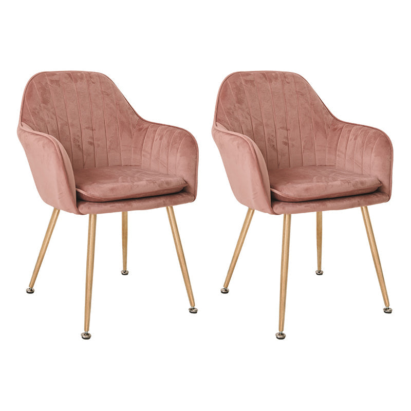 Scandinavian Style Upholstered Side Chairs Solid Back Arm Dining Chairs for Home Use Rose Pink 2 Piece Set Clearhalo ' kitchen&dining_furn' 'Dining Chairs' 'Dining Tables & Seating' 'dining_chair' 'furn' 'furn_dining_chair' 'Furniture' 'furniture_dining_chair' 'Kitchen & Dining Furniture' 'kitchen' 3871240