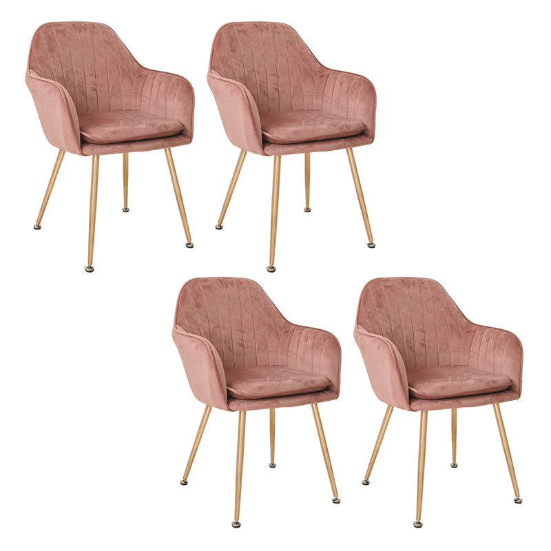Scandinavian Style Upholstered Side Chairs Solid Back Arm Dining Chairs for Home Use Rose Pink 4 Piece Set Clearhalo ' kitchen&dining_furn' 'Dining Chairs' 'Dining Tables & Seating' 'dining_chair' 'furn' 'furn_dining_chair' 'Furniture' 'furniture_dining_chair' 'Kitchen & Dining Furniture' 'kitchen' 3871242