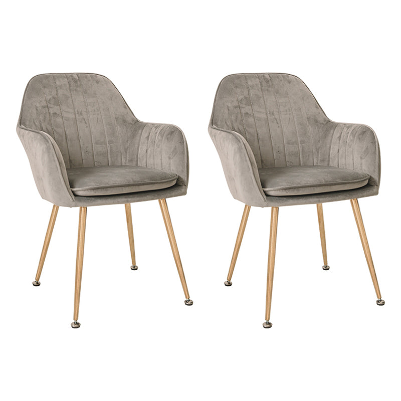 Scandinavian Style Upholstered Side Chairs Solid Back Arm Dining Chairs for Home Use Grey 2 Piece Set Clearhalo ' kitchen&dining_furn' 'Dining Chairs' 'Dining Tables & Seating' 'dining_chair' 'furn' 'furn_dining_chair' 'Furniture' 'furniture_dining_chair' 'Kitchen & Dining Furniture' 'kitchen' 3871247