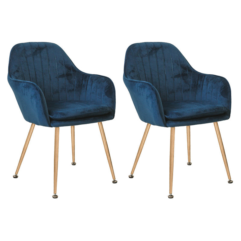 Scandinavian Style Upholstered Side Chairs Solid Back Arm Dining Chairs for Home Use Dark Blue 2 Piece Set Clearhalo ' kitchen&dining_furn' 'Dining Chairs' 'Dining Tables & Seating' 'dining_chair' 'furn' 'furn_dining_chair' 'Furniture' 'furniture_dining_chair' 'Kitchen & Dining Furniture' 'kitchen' 3871254