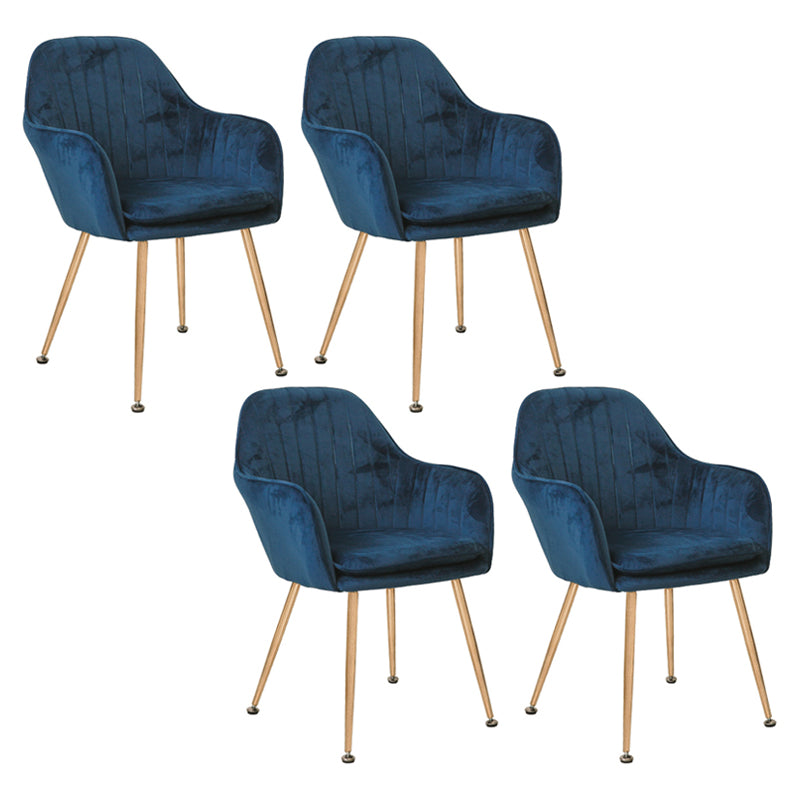 Scandinavian Style Upholstered Side Chairs Solid Back Arm Dining Chairs for Home Use Dark Blue 4 Piece Set Clearhalo ' kitchen&dining_furn' 'Dining Chairs' 'Dining Tables & Seating' 'dining_chair' 'furn' 'furn_dining_chair' 'Furniture' 'furniture_dining_chair' 'Kitchen & Dining Furniture' 'kitchen' 3871255