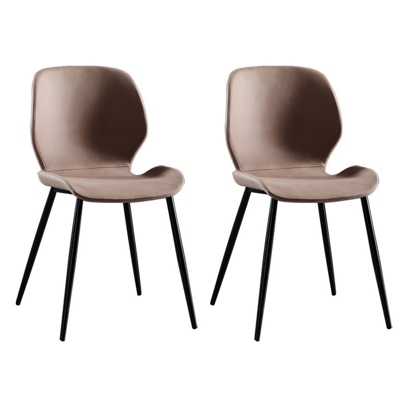 Scandinavian Style Linen Fabric Dining Chair Solid Back Armless Dining Chairs (Set of 2) Brown Clearhalo ' kitchen&dining_furn' 'Dining Chairs' 'Dining Tables & Seating' 'dining_chair' 'furn' 'furn_dining_chair' 'Furniture' 'furniture_dining_chair' 'Kitchen & Dining Furniture' 'kitchen' 3871275