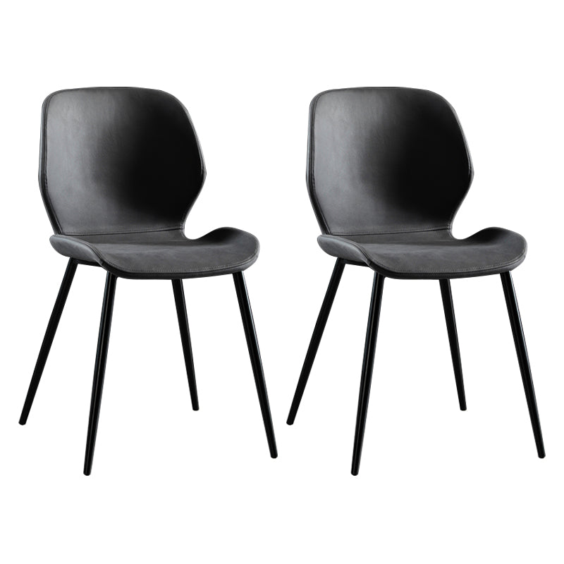 Scandinavian Style Linen Fabric Dining Chair Solid Back Armless Dining Chairs (Set of 2) Grey Clearhalo ' kitchen&dining_furn' 'Dining Chairs' 'Dining Tables & Seating' 'dining_chair' 'furn' 'furn_dining_chair' 'Furniture' 'furniture_dining_chair' 'Kitchen & Dining Furniture' 'kitchen' 3871278