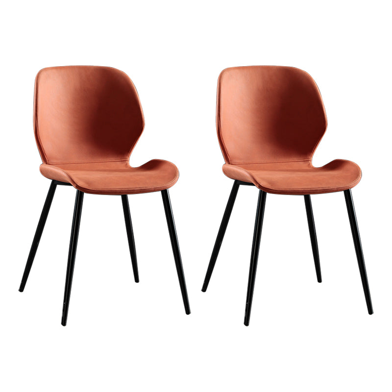 Scandinavian Style Linen Fabric Dining Chair Solid Back Armless Dining Chairs (Set of 2) Orange Clearhalo ' kitchen&dining_furn' 'Dining Chairs' 'Dining Tables & Seating' 'dining_chair' 'furn' 'furn_dining_chair' 'Furniture' 'furniture_dining_chair' 'Kitchen & Dining Furniture' 'kitchen' 3871280