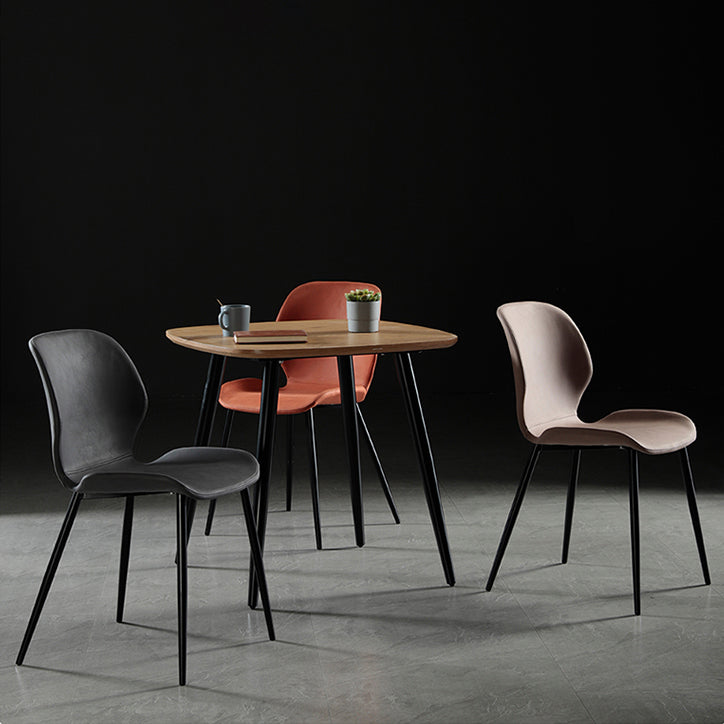 Scandinavian Style Linen Fabric Dining Chair Solid Back Armless Dining Chairs (Set of 2) Clearhalo ' kitchen&dining_furn' 'Dining Chairs' 'Dining Tables & Seating' 'dining_chair' 'furn' 'furn_dining_chair' 'Furniture' 'furniture_dining_chair' 'Kitchen & Dining Furniture' 'kitchen' 3871287