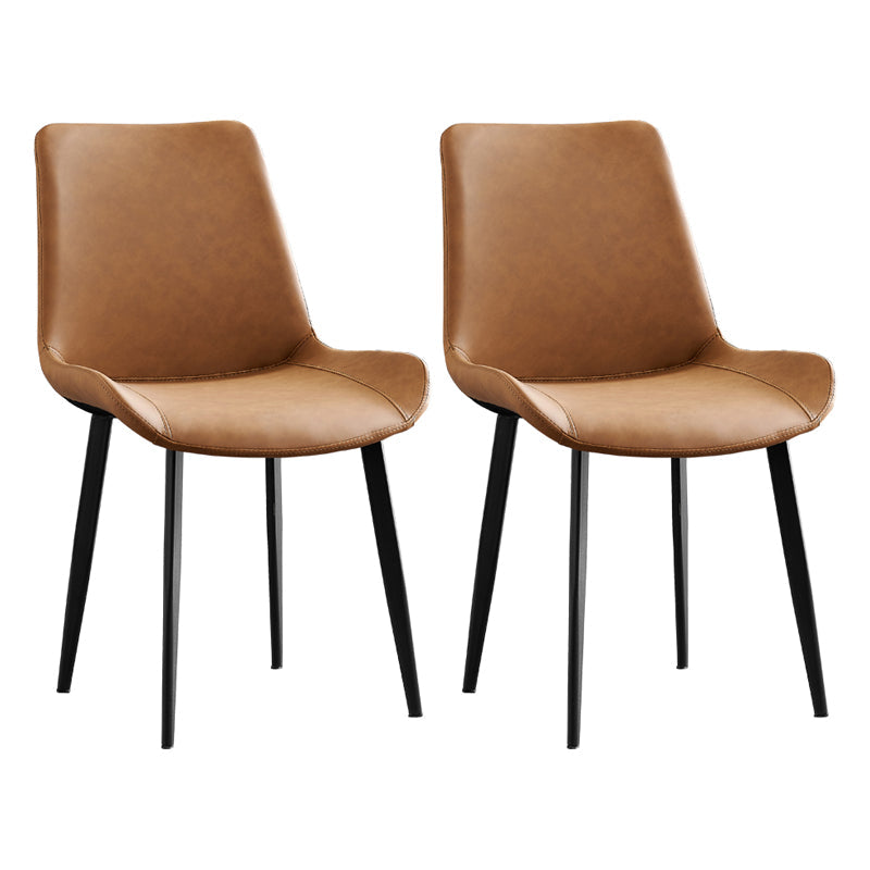 Contemporary Metal Dining Room Chairs Leather Dining Armless Chairs for Indoor Use Orange 2 Piece Set Clearhalo ' kitchen&dining_furn' 'Dining Chairs' 'Dining Tables & Seating' 'dining_chair' 'furn' 'furn_dining_chair' 'Furniture' 'furniture_dining_chair' 'Kitchen & Dining Furniture' 'kitchen' 3871291