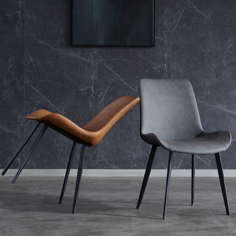 Contemporary Metal Dining Room Chairs Leather Dining Armless Chairs for Indoor Use Clearhalo ' kitchen&dining_furn' 'Dining Chairs' 'Dining Tables & Seating' 'dining_chair' 'furn' 'furn_dining_chair' 'Furniture' 'furniture_dining_chair' 'Kitchen & Dining Furniture' 'kitchen' 3871293