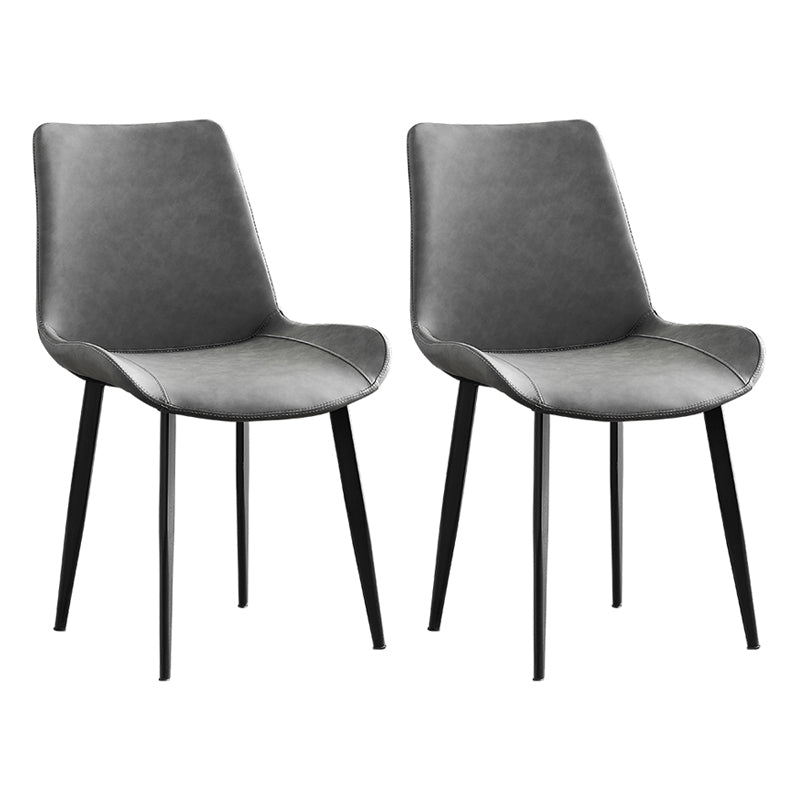 Contemporary Metal Dining Room Chairs Leather Dining Armless Chairs for Indoor Use Grey 2 Piece Set Clearhalo ' kitchen&dining_furn' 'Dining Chairs' 'Dining Tables & Seating' 'dining_chair' 'furn' 'furn_dining_chair' 'Furniture' 'furniture_dining_chair' 'Kitchen & Dining Furniture' 'kitchen' 3871296