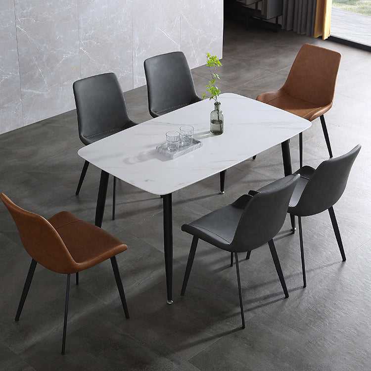 Contemporary Metal Dining Room Chairs Leather Dining Armless Chairs for Indoor Use Clearhalo ' kitchen&dining_furn' 'Dining Chairs' 'Dining Tables & Seating' 'dining_chair' 'furn' 'furn_dining_chair' 'Furniture' 'furniture_dining_chair' 'Kitchen & Dining Furniture' 'kitchen' 3871297