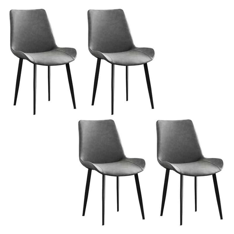 Contemporary Metal Dining Room Chairs Leather Dining Armless Chairs for Indoor Use Grey 4 Piece Set Clearhalo ' kitchen&dining_furn' 'Dining Chairs' 'Dining Tables & Seating' 'dining_chair' 'furn' 'furn_dining_chair' 'Furniture' 'furniture_dining_chair' 'Kitchen & Dining Furniture' 'kitchen' 3871298