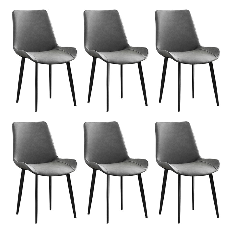 Contemporary Metal Dining Room Chairs Leather Dining Armless Chairs for Indoor Use Grey 6 Piece Set Clearhalo ' kitchen&dining_furn' 'Dining Chairs' 'Dining Tables & Seating' 'dining_chair' 'furn' 'furn_dining_chair' 'Furniture' 'furniture_dining_chair' 'Kitchen & Dining Furniture' 'kitchen' 3871300