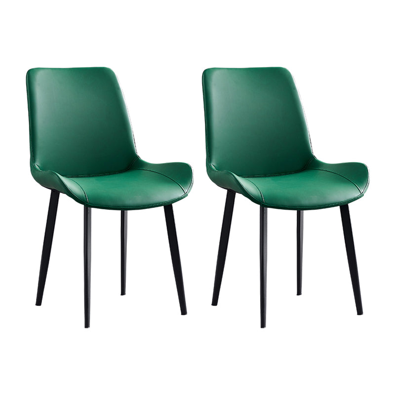 Contemporary Metal Dining Room Chairs Leather Dining Armless Chairs for Indoor Use Blackish Green 2 Piece Set Clearhalo ' kitchen&dining_furn' 'Dining Chairs' 'Dining Tables & Seating' 'dining_chair' 'furn' 'furn_dining_chair' 'Furniture' 'furniture_dining_chair' 'Kitchen & Dining Furniture' 'kitchen' 3871303