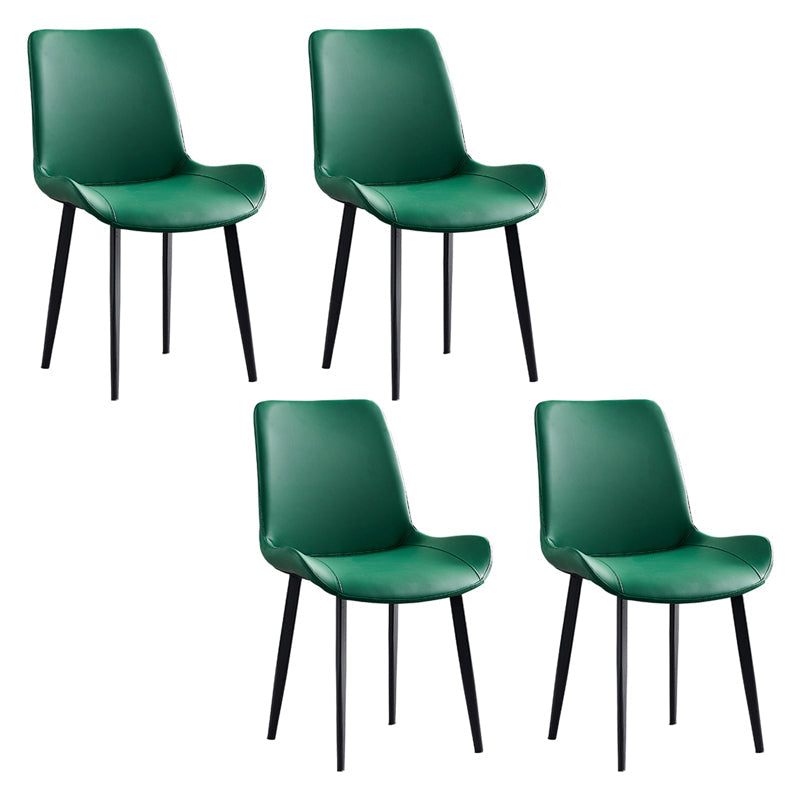 Contemporary Metal Dining Room Chairs Leather Dining Armless Chairs for Indoor Use Blackish Green 4 Piece Set Clearhalo ' kitchen&dining_furn' 'Dining Chairs' 'Dining Tables & Seating' 'dining_chair' 'furn' 'furn_dining_chair' 'Furniture' 'furniture_dining_chair' 'Kitchen & Dining Furniture' 'kitchen' 3871304