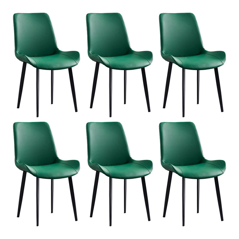 Contemporary Metal Dining Room Chairs Leather Dining Armless Chairs for Indoor Use Blackish Green 6 Piece Set Clearhalo ' kitchen&dining_furn' 'Dining Chairs' 'Dining Tables & Seating' 'dining_chair' 'furn' 'furn_dining_chair' 'Furniture' 'furniture_dining_chair' 'Kitchen & Dining Furniture' 'kitchen' 3871307