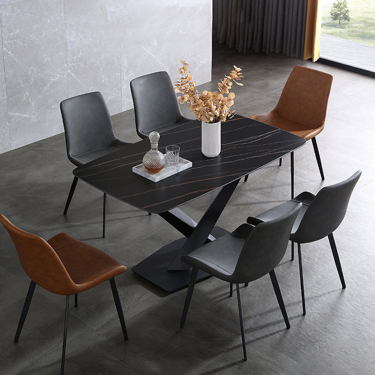 Contemporary Metal Dining Room Chairs Leather Dining Armless Chairs for Indoor Use Clearhalo ' kitchen&dining_furn' 'Dining Chairs' 'Dining Tables & Seating' 'dining_chair' 'furn' 'furn_dining_chair' 'Furniture' 'furniture_dining_chair' 'Kitchen & Dining Furniture' 'kitchen' 3871308