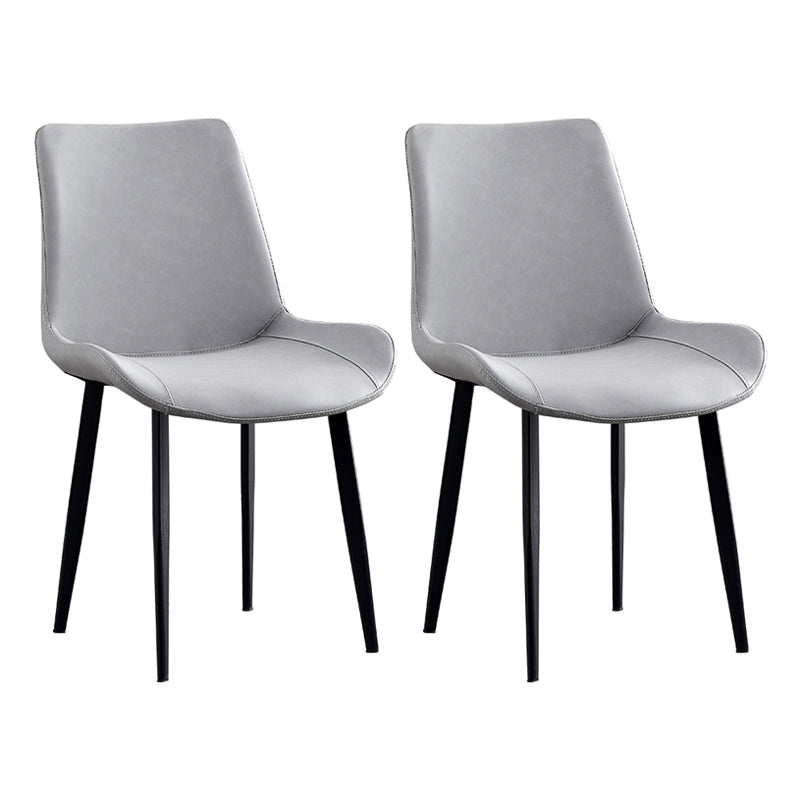Contemporary Metal Dining Room Chairs Leather Dining Armless Chairs for Indoor Use Cream Gray 2 Piece Set Clearhalo ' kitchen&dining_furn' 'Dining Chairs' 'Dining Tables & Seating' 'dining_chair' 'furn' 'furn_dining_chair' 'Furniture' 'furniture_dining_chair' 'Kitchen & Dining Furniture' 'kitchen' 3871309