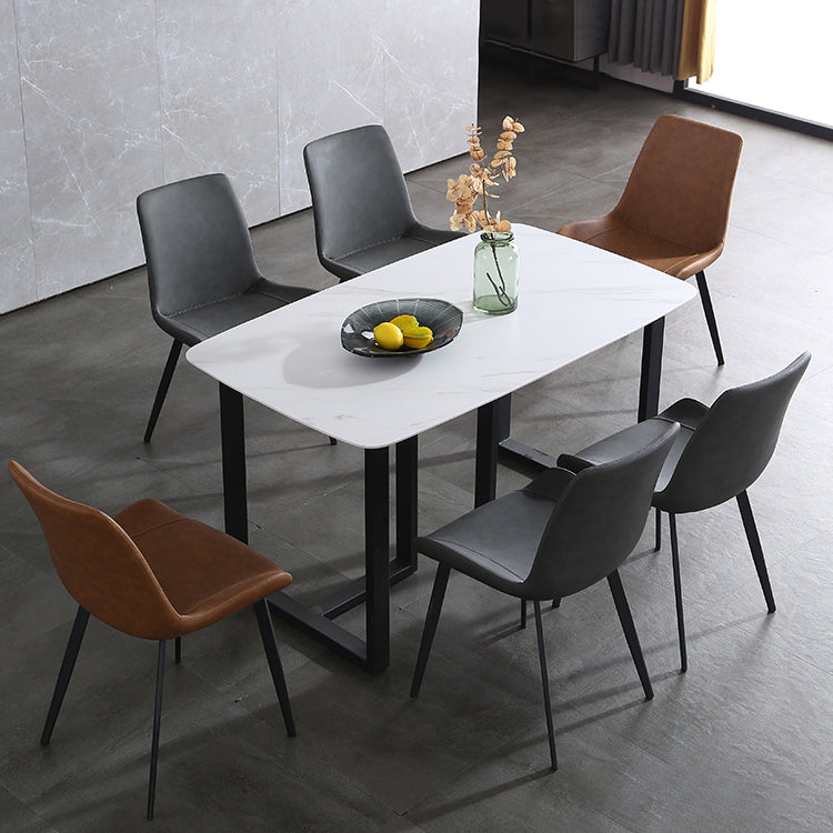 Contemporary Metal Dining Room Chairs Leather Dining Armless Chairs for Indoor Use Clearhalo ' kitchen&dining_furn' 'Dining Chairs' 'Dining Tables & Seating' 'dining_chair' 'furn' 'furn_dining_chair' 'Furniture' 'furniture_dining_chair' 'Kitchen & Dining Furniture' 'kitchen' 3871310