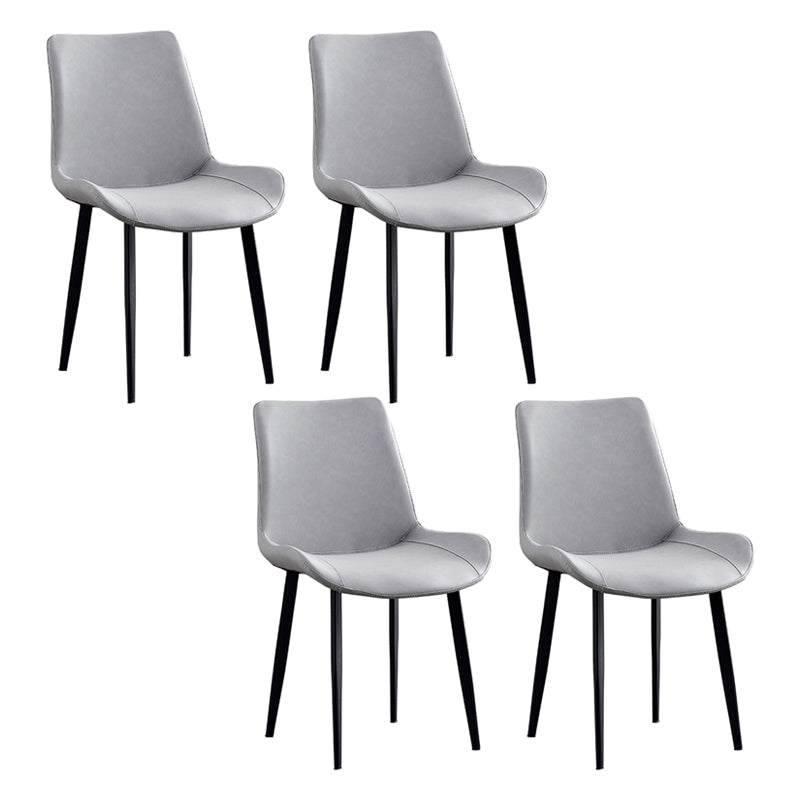 Contemporary Metal Dining Room Chairs Leather Dining Armless Chairs for Indoor Use Cream Gray 4 Piece Set Clearhalo ' kitchen&dining_furn' 'Dining Chairs' 'Dining Tables & Seating' 'dining_chair' 'furn' 'furn_dining_chair' 'Furniture' 'furniture_dining_chair' 'Kitchen & Dining Furniture' 'kitchen' 3871311