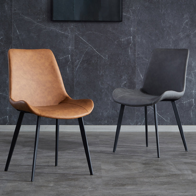 Contemporary Metal Dining Room Chairs Leather Dining Armless Chairs for Indoor Use Clearhalo ' kitchen&dining_furn' 'Dining Chairs' 'Dining Tables & Seating' 'dining_chair' 'furn' 'furn_dining_chair' 'Furniture' 'furniture_dining_chair' 'Kitchen & Dining Furniture' 'kitchen' 3871312