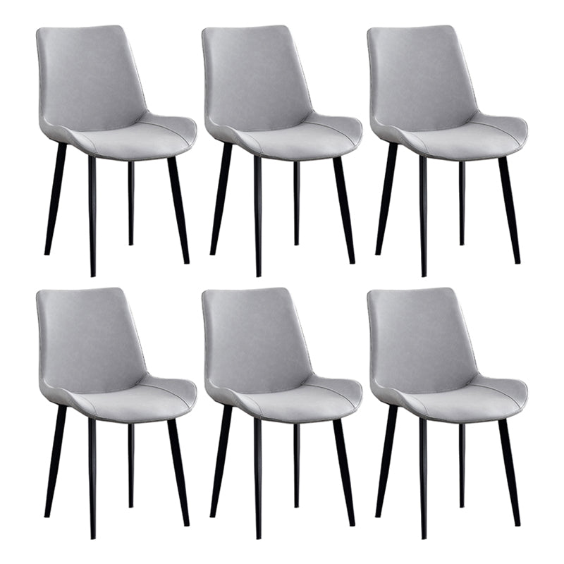Contemporary Metal Dining Room Chairs Leather Dining Armless Chairs for Indoor Use Cream Gray 6 Piece Set Clearhalo ' kitchen&dining_furn' 'Dining Chairs' 'Dining Tables & Seating' 'dining_chair' 'furn' 'furn_dining_chair' 'Furniture' 'furniture_dining_chair' 'Kitchen & Dining Furniture' 'kitchen' 3871313