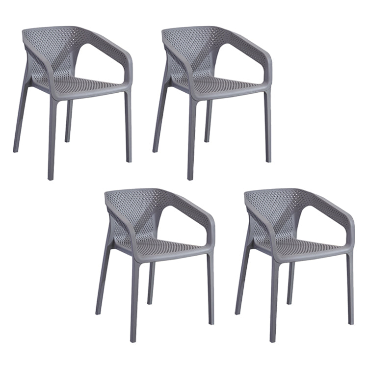 Contemporary Dining Room Chairs Plastic Dining Arm Chair for Home Use (Set of 4) Grey Clearhalo ' kitchen&dining_furn' 'Dining Chairs' 'Dining Tables & Seating' 'dining_chair' 'furn' 'furn_dining_chair' 'Furniture' 'furniture_dining_chair' 'Kitchen & Dining Furniture' 'kitchen' 3871319