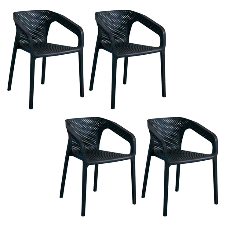 Contemporary Dining Room Chairs Plastic Dining Arm Chair for Home Use (Set of 4) Black Clearhalo ' kitchen&dining_furn' 'Dining Chairs' 'Dining Tables & Seating' 'dining_chair' 'furn' 'furn_dining_chair' 'Furniture' 'furniture_dining_chair' 'Kitchen & Dining Furniture' 'kitchen' 3871325