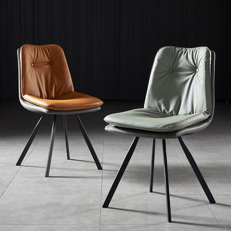 Scandinavian Style Leather Dining Chairs Upholstered Solid Back Chair for Home Use (Set of 2) Clearhalo ' kitchen&dining_furn' 'Dining Chairs' 'Dining Tables & Seating' 'dining_chair' 'furn' 'furn_dining_chair' 'Furniture' 'furniture_dining_chair' 'Kitchen & Dining Furniture' 'kitchen' 3871341