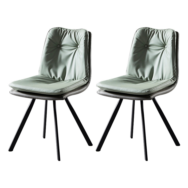 Scandinavian Style Leather Dining Chairs Upholstered Solid Back Chair for Home Use (Set of 2) Green Clearhalo ' kitchen&dining_furn' 'Dining Chairs' 'Dining Tables & Seating' 'dining_chair' 'furn' 'furn_dining_chair' 'Furniture' 'furniture_dining_chair' 'Kitchen & Dining Furniture' 'kitchen' 3871343