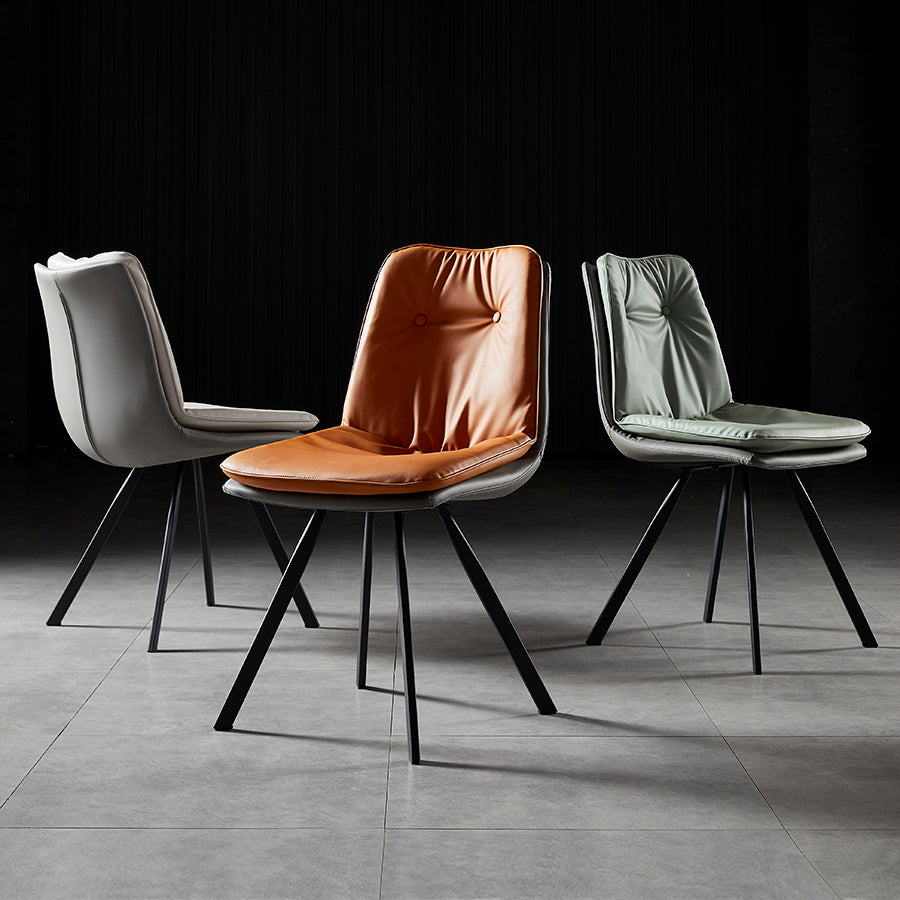 Scandinavian Style Leather Dining Chairs Upholstered Solid Back Chair for Home Use (Set of 2) Clearhalo ' kitchen&dining_furn' 'Dining Chairs' 'Dining Tables & Seating' 'dining_chair' 'furn' 'furn_dining_chair' 'Furniture' 'furniture_dining_chair' 'Kitchen & Dining Furniture' 'kitchen' 3871344