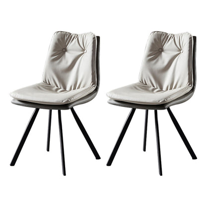 Scandinavian Style Leather Dining Chairs Upholstered Solid Back Chair for Home Use (Set of 2) Grey Clearhalo ' kitchen&dining_furn' 'Dining Chairs' 'Dining Tables & Seating' 'dining_chair' 'furn' 'furn_dining_chair' 'Furniture' 'furniture_dining_chair' 'Kitchen & Dining Furniture' 'kitchen' 3871345