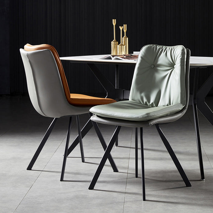 Scandinavian Style Leather Dining Chairs Upholstered Solid Back Chair for Home Use (Set of 2) Clearhalo ' kitchen&dining_furn' 'Dining Chairs' 'Dining Tables & Seating' 'dining_chair' 'furn' 'furn_dining_chair' 'Furniture' 'furniture_dining_chair' 'Kitchen & Dining Furniture' 'kitchen' 3871348