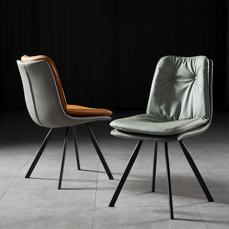 Scandinavian Style Leather Dining Chairs Upholstered Solid Back Chair for Home Use (Set of 2) Clearhalo ' kitchen&dining_furn' 'Dining Chairs' 'Dining Tables & Seating' 'dining_chair' 'furn' 'furn_dining_chair' 'Furniture' 'furniture_dining_chair' 'Kitchen & Dining Furniture' 'kitchen' 3871355