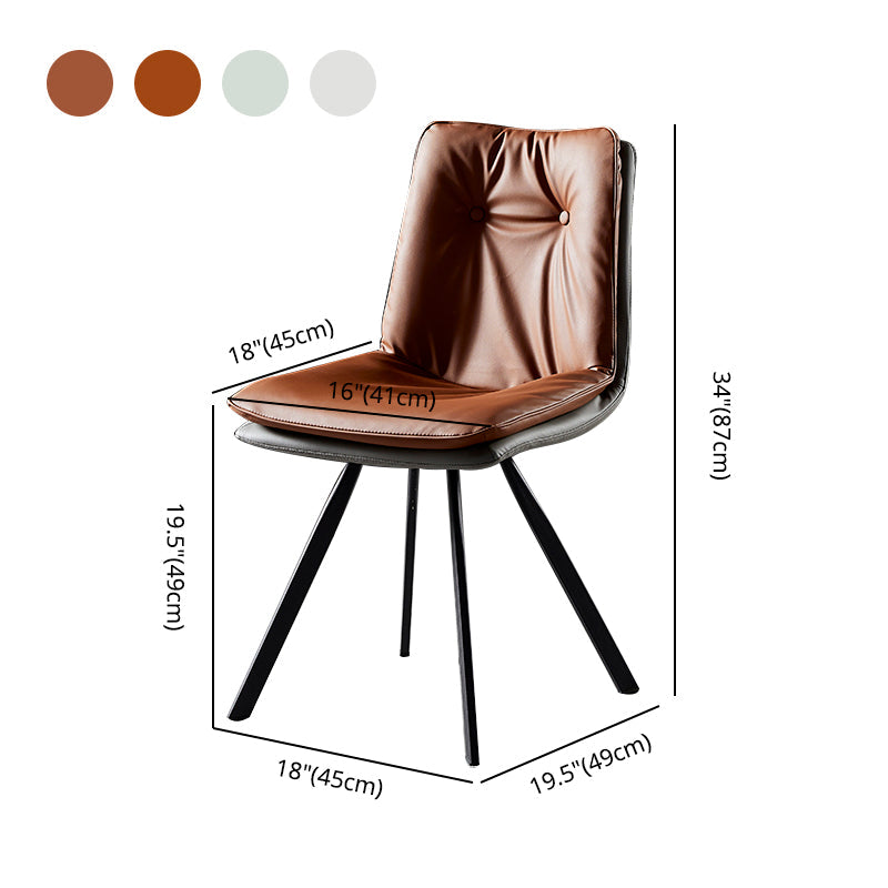 Scandinavian Style Leather Dining Chairs Upholstered Solid Back Chair for Home Use (Set of 2) Clearhalo ' kitchen&dining_furn' 'Dining Chairs' 'Dining Tables & Seating' 'dining_chair' 'furn' 'furn_dining_chair' 'Furniture' 'furniture_dining_chair' 'Kitchen & Dining Furniture' 'kitchen' 3871357