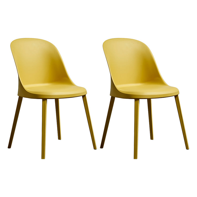 Contemporary Restaurant Plastic Side Chair Matte Finish Solid Back Dining Side Chair (Set of 2) Yellow Clearhalo ' kitchen&dining_furn' 'Dining Chairs' 'Dining Tables & Seating' 'dining_chair' 'furn' 'furn_dining_chair' 'Furniture' 'furniture_dining_chair' 'Kitchen & Dining Furniture' 'kitchen' 3871359