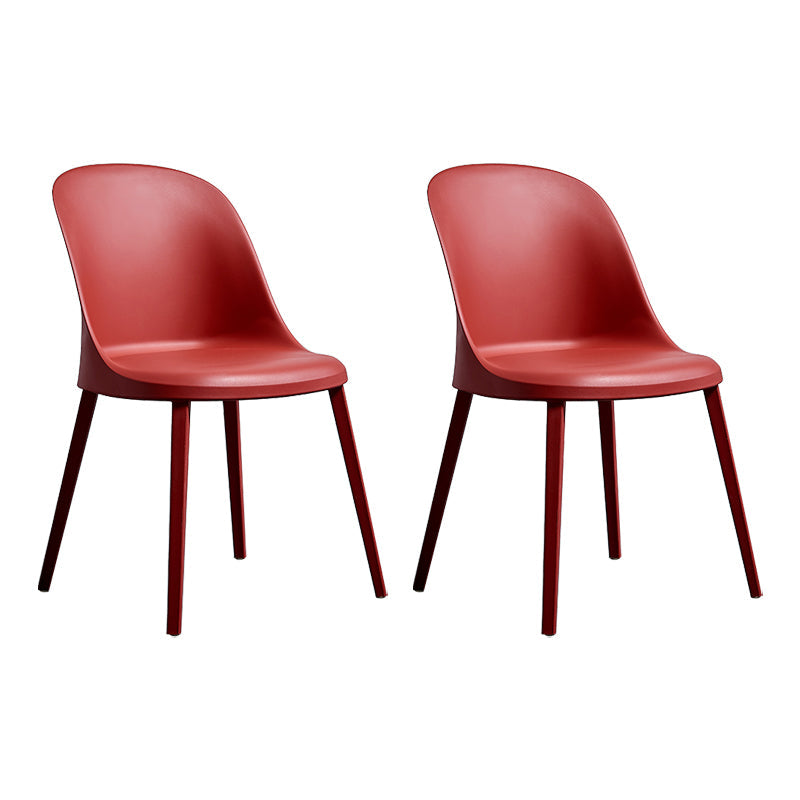 Contemporary Restaurant Plastic Side Chair Matte Finish Solid Back Dining Side Chair (Set of 2) Red Clearhalo ' kitchen&dining_furn' 'Dining Chairs' 'Dining Tables & Seating' 'dining_chair' 'furn' 'furn_dining_chair' 'Furniture' 'furniture_dining_chair' 'Kitchen & Dining Furniture' 'kitchen' 3871360
