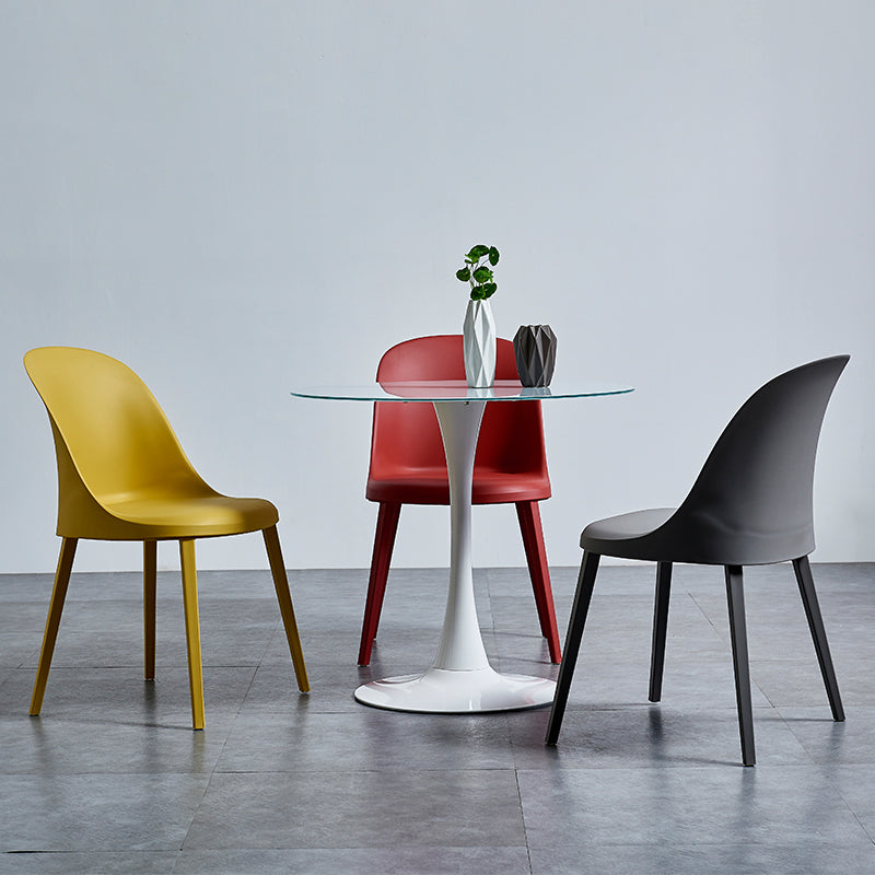 Contemporary Restaurant Plastic Side Chair Matte Finish Solid Back Dining Side Chair (Set of 2) Clearhalo ' kitchen&dining_furn' 'Dining Chairs' 'Dining Tables & Seating' 'dining_chair' 'furn' 'furn_dining_chair' 'Furniture' 'furniture_dining_chair' 'Kitchen & Dining Furniture' 'kitchen' 3871361