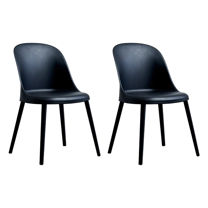 Contemporary Restaurant Plastic Side Chair Matte Finish Solid Back Dining Side Chair (Set of 2) Black Clearhalo ' kitchen&dining_furn' 'Dining Chairs' 'Dining Tables & Seating' 'dining_chair' 'furn' 'furn_dining_chair' 'Furniture' 'furniture_dining_chair' 'Kitchen & Dining Furniture' 'kitchen' 3871362