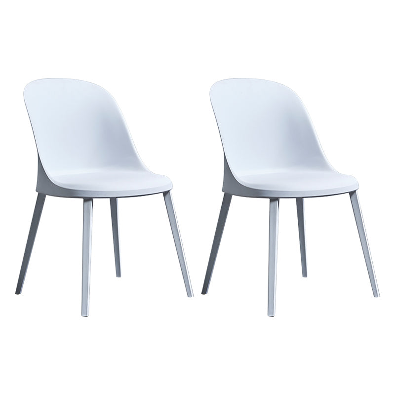 Contemporary Restaurant Plastic Side Chair Matte Finish Solid Back Dining Side Chair (Set of 2) White Clearhalo ' kitchen&dining_furn' 'Dining Chairs' 'Dining Tables & Seating' 'dining_chair' 'furn' 'furn_dining_chair' 'Furniture' 'furniture_dining_chair' 'Kitchen & Dining Furniture' 'kitchen' 3871364
