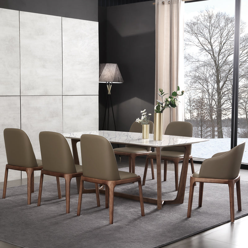 Minimalist Style Arm Dining Chairs Leather Solid Back Upholstered Chairs (Set of 2) Clearhalo ' kitchen&dining_furn' 'Dining Chairs' 'Dining Tables & Seating' 'dining_chair' 'furn' 'furn_dining_chair' 'Furniture' 'furniture_dining_chair' 'Kitchen & Dining Furniture' 'kitchen' 3871375