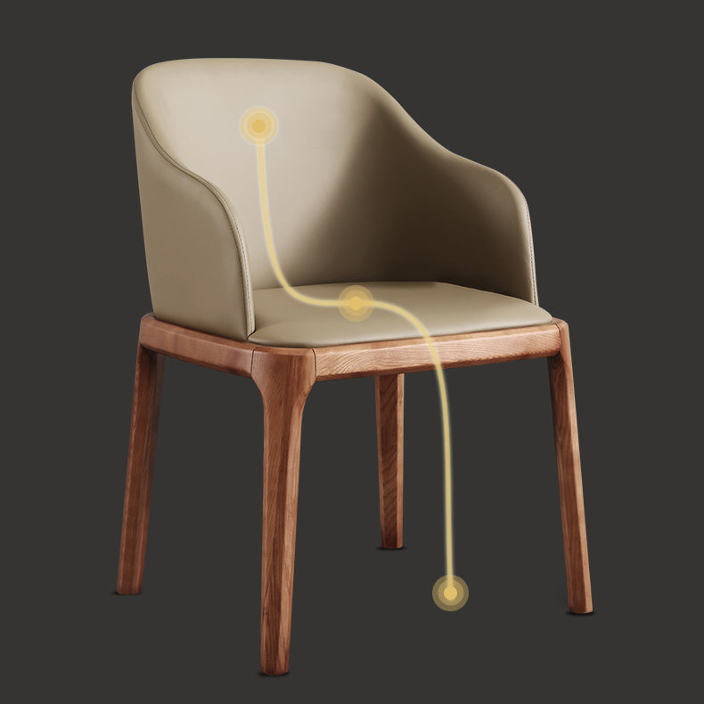 Minimalist Style Arm Dining Chairs Leather Solid Back Upholstered Chairs (Set of 2) Clearhalo ' kitchen&dining_furn' 'Dining Chairs' 'Dining Tables & Seating' 'dining_chair' 'furn' 'furn_dining_chair' 'Furniture' 'furniture_dining_chair' 'Kitchen & Dining Furniture' 'kitchen' 3871377