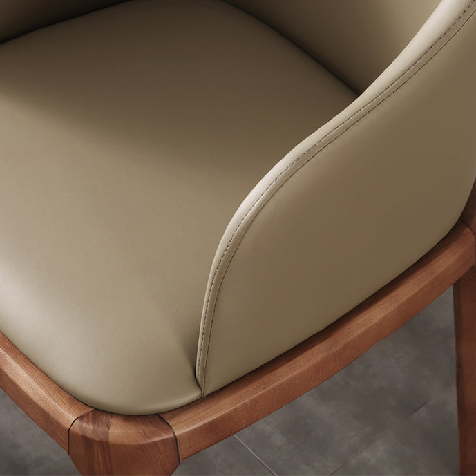 Minimalist Style Arm Dining Chairs Leather Solid Back Upholstered Chairs (Set of 2) Clearhalo ' kitchen&dining_furn' 'Dining Chairs' 'Dining Tables & Seating' 'dining_chair' 'furn' 'furn_dining_chair' 'Furniture' 'furniture_dining_chair' 'Kitchen & Dining Furniture' 'kitchen' 3871379