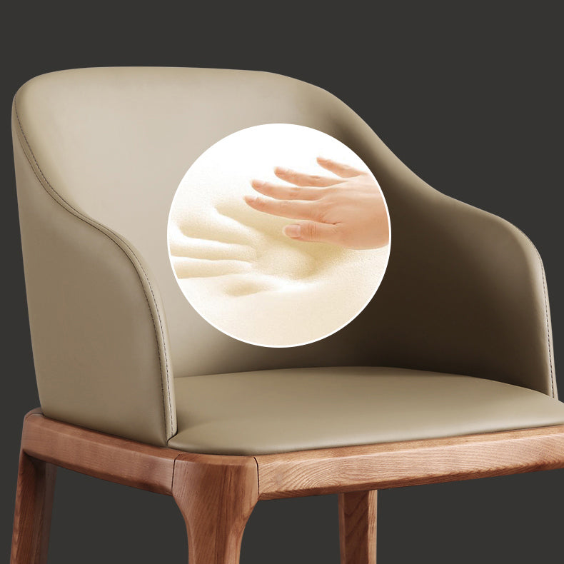 Minimalist Style Arm Dining Chairs Leather Solid Back Upholstered Chairs (Set of 2) Clearhalo ' kitchen&dining_furn' 'Dining Chairs' 'Dining Tables & Seating' 'dining_chair' 'furn' 'furn_dining_chair' 'Furniture' 'furniture_dining_chair' 'Kitchen & Dining Furniture' 'kitchen' 3871382