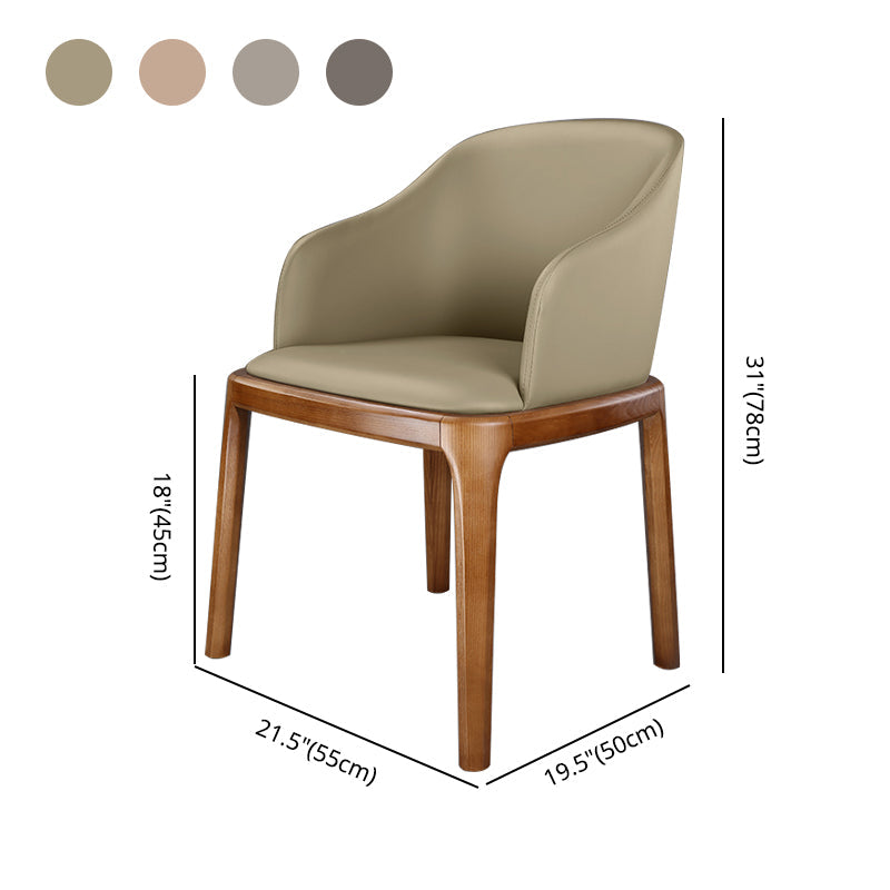Minimalist Style Arm Dining Chairs Leather Solid Back Upholstered Chairs (Set of 2) Clearhalo ' kitchen&dining_furn' 'Dining Chairs' 'Dining Tables & Seating' 'dining_chair' 'furn' 'furn_dining_chair' 'Furniture' 'furniture_dining_chair' 'Kitchen & Dining Furniture' 'kitchen' 3871387