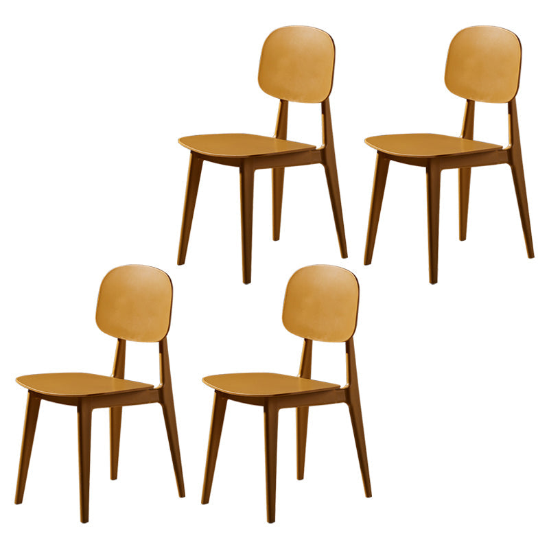 Scandinavian Conference Plastic Side Chair Matte Finish Open Back Dining Chair Yellow 4 Piece Set Clearhalo ' kitchen&dining_furn' 'Dining Chairs' 'Dining Tables & Seating' 'dining_chair' 'furn' 'furn_dining_chair' 'Furniture' 'furniture_dining_chair' 'Kitchen & Dining Furniture' 'kitchen' 3871393