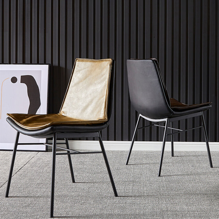 Industrial Style Leather Dining Chairs Solid Back Armless Side Chairs (Set of 2) Clearhalo ' kitchen&dining_furn' 'Dining Chairs' 'Dining Tables & Seating' 'dining_chair' 'furn' 'furn_dining_chair' 'Furniture' 'furniture_dining_chair' 'Kitchen & Dining Furniture' 'kitchen' 3871417