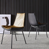 Industrial Style Leather Dining Chairs Solid Back Armless Side Chairs (Set of 2) Clearhalo ' kitchen&dining_furn' 'Dining Chairs' 'Dining Tables & Seating' 'dining_chair' 'furn' 'furn_dining_chair' 'Furniture' 'furniture_dining_chair' 'Kitchen & Dining Furniture' 'kitchen' 3871417